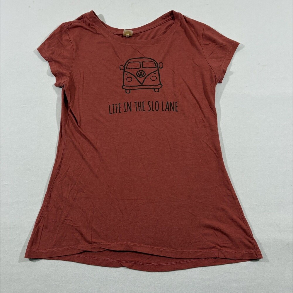 Onno T-shirt Womens Bamboo Cotton Short Sleeve Red Print VW Retro Tee Top Sz S